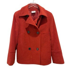 AKRIS PUNTO Double Breasted Wool Blend Car Coat in Red Orange size 10‎